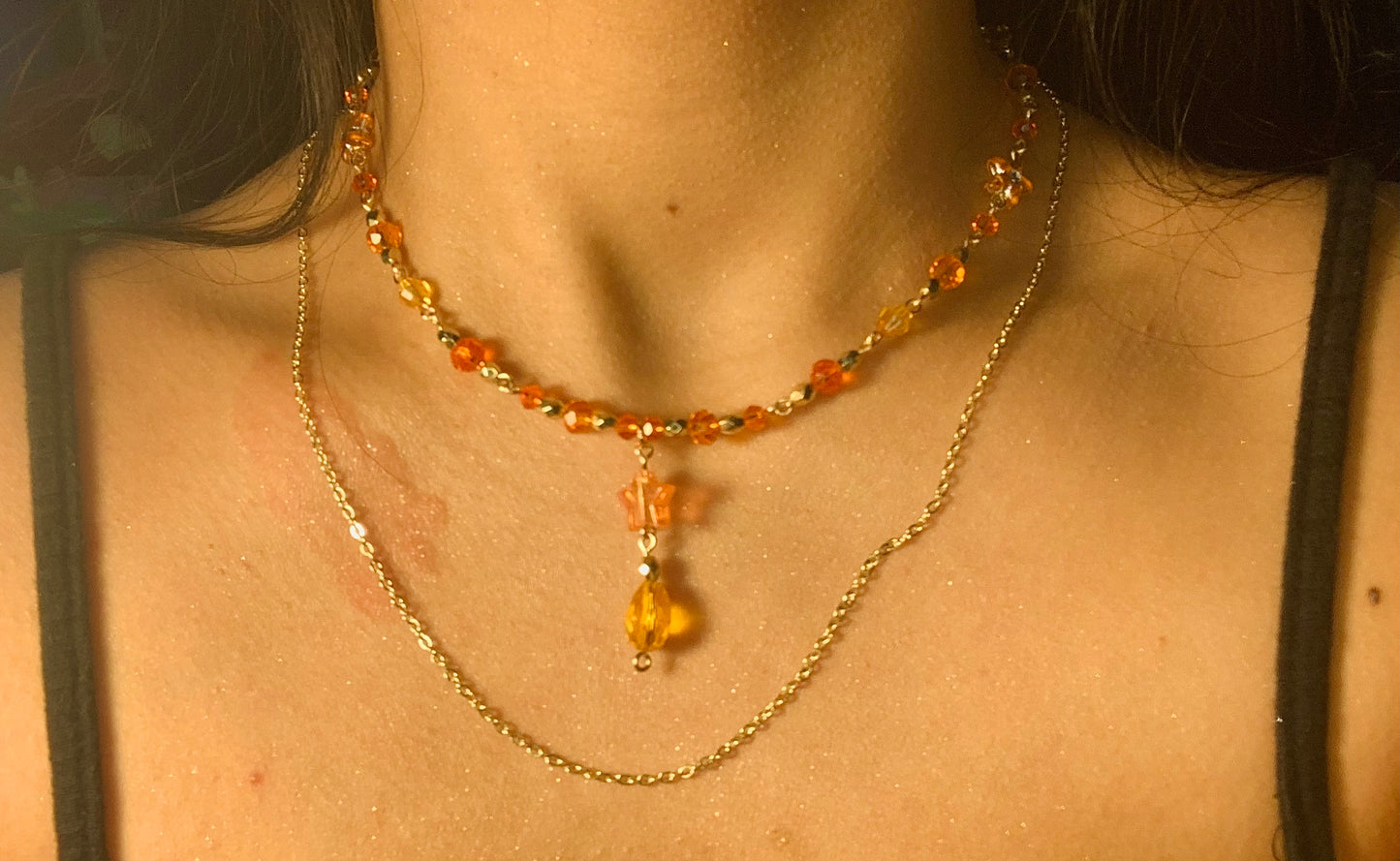 Orange star necklace