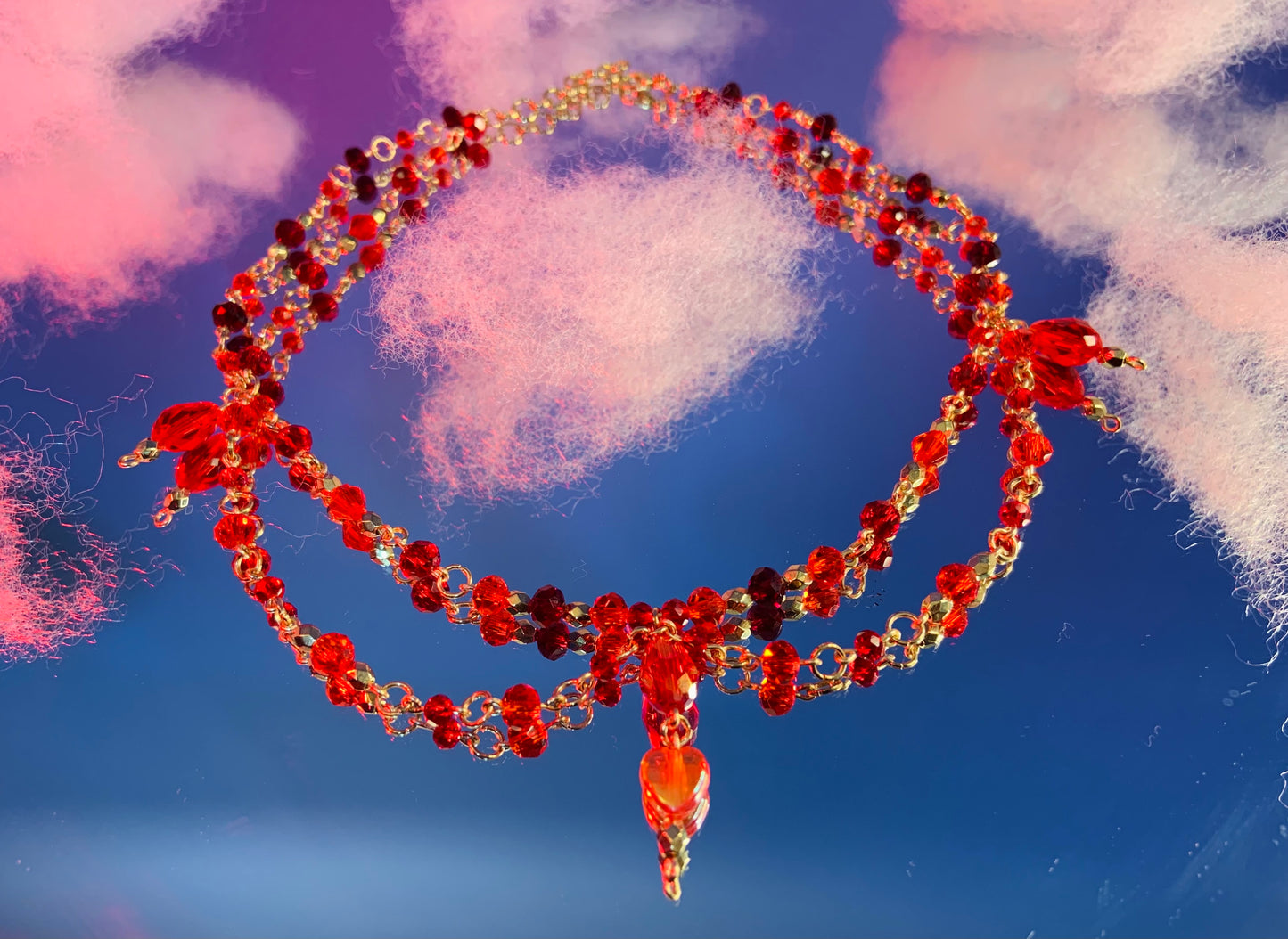 Red layered necklace