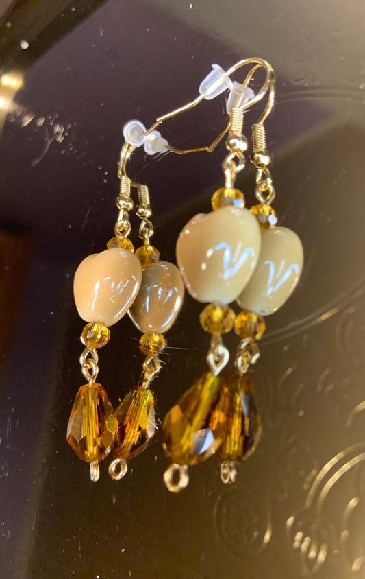 Light Golden Brown Heart Earrings