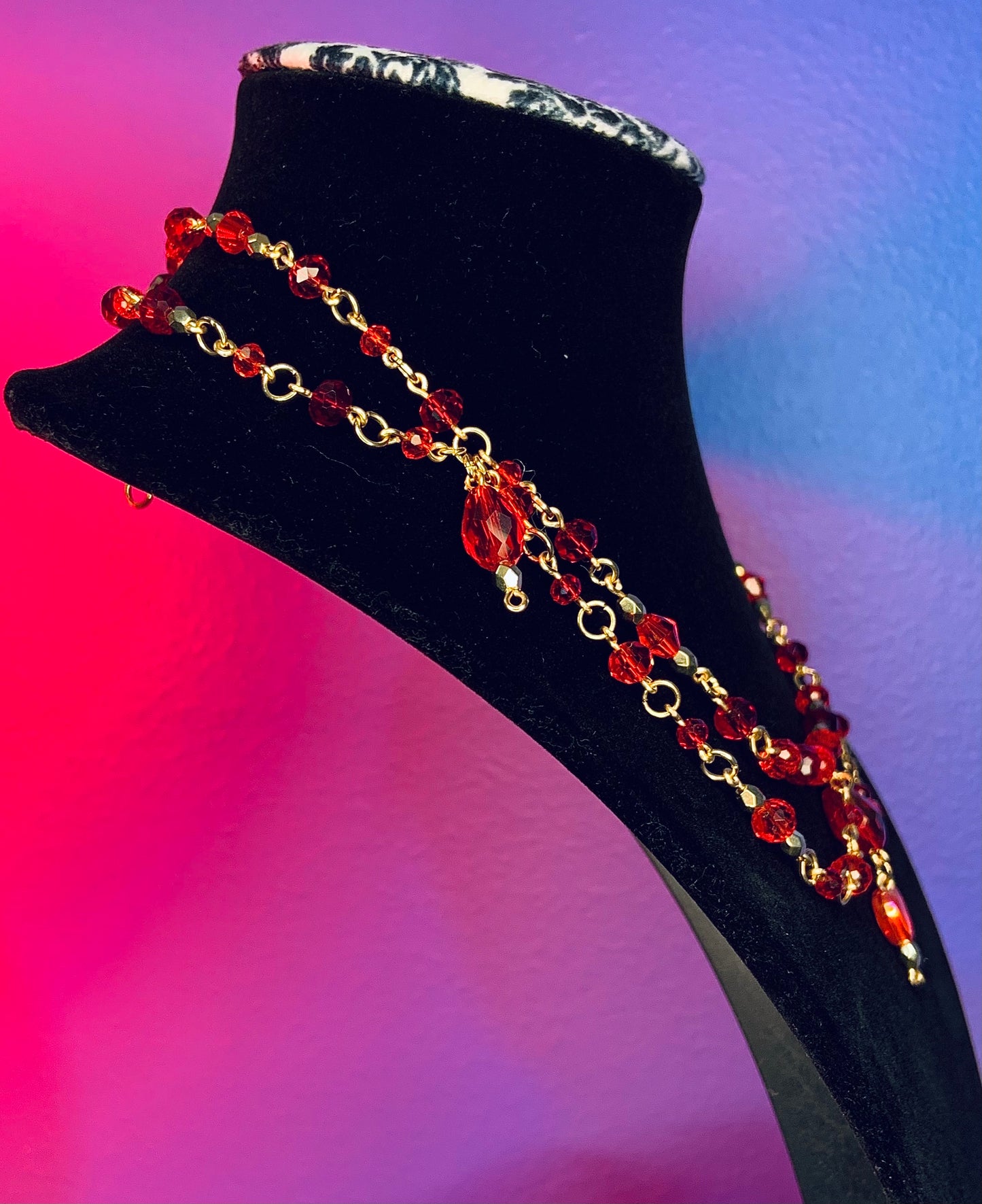 Red layered necklace