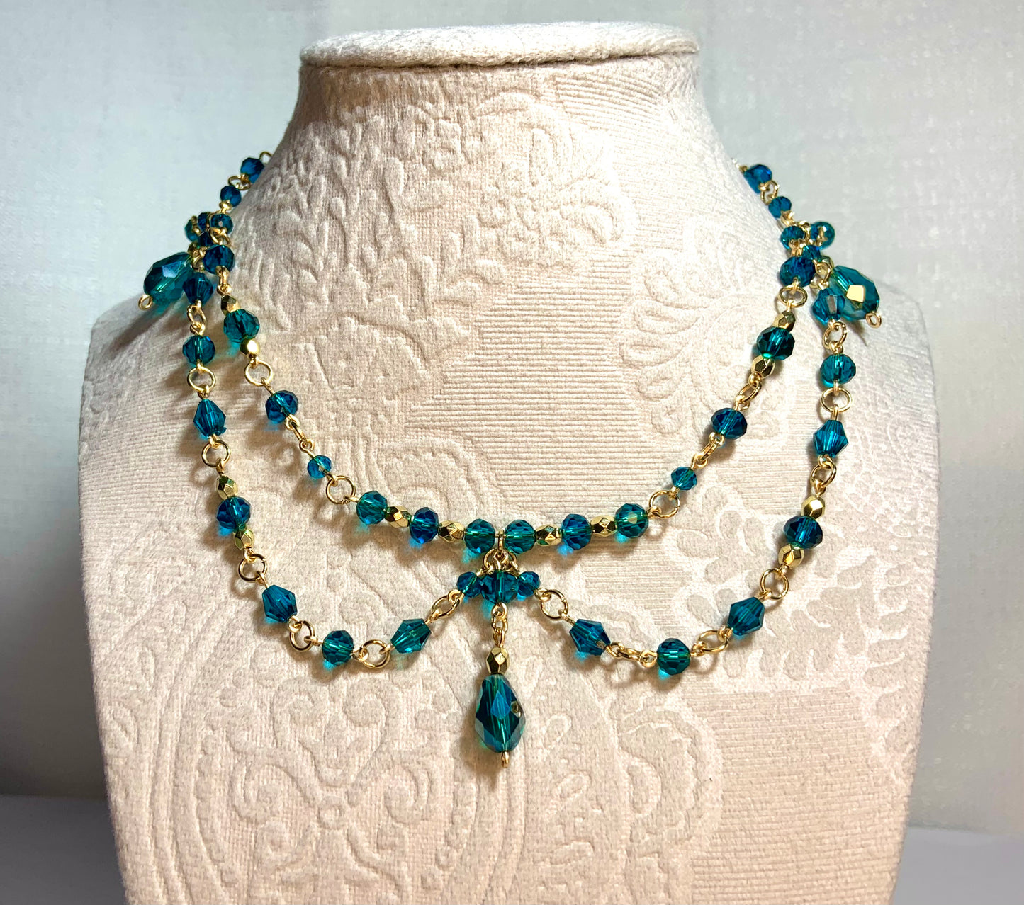 Teal double layer necklace