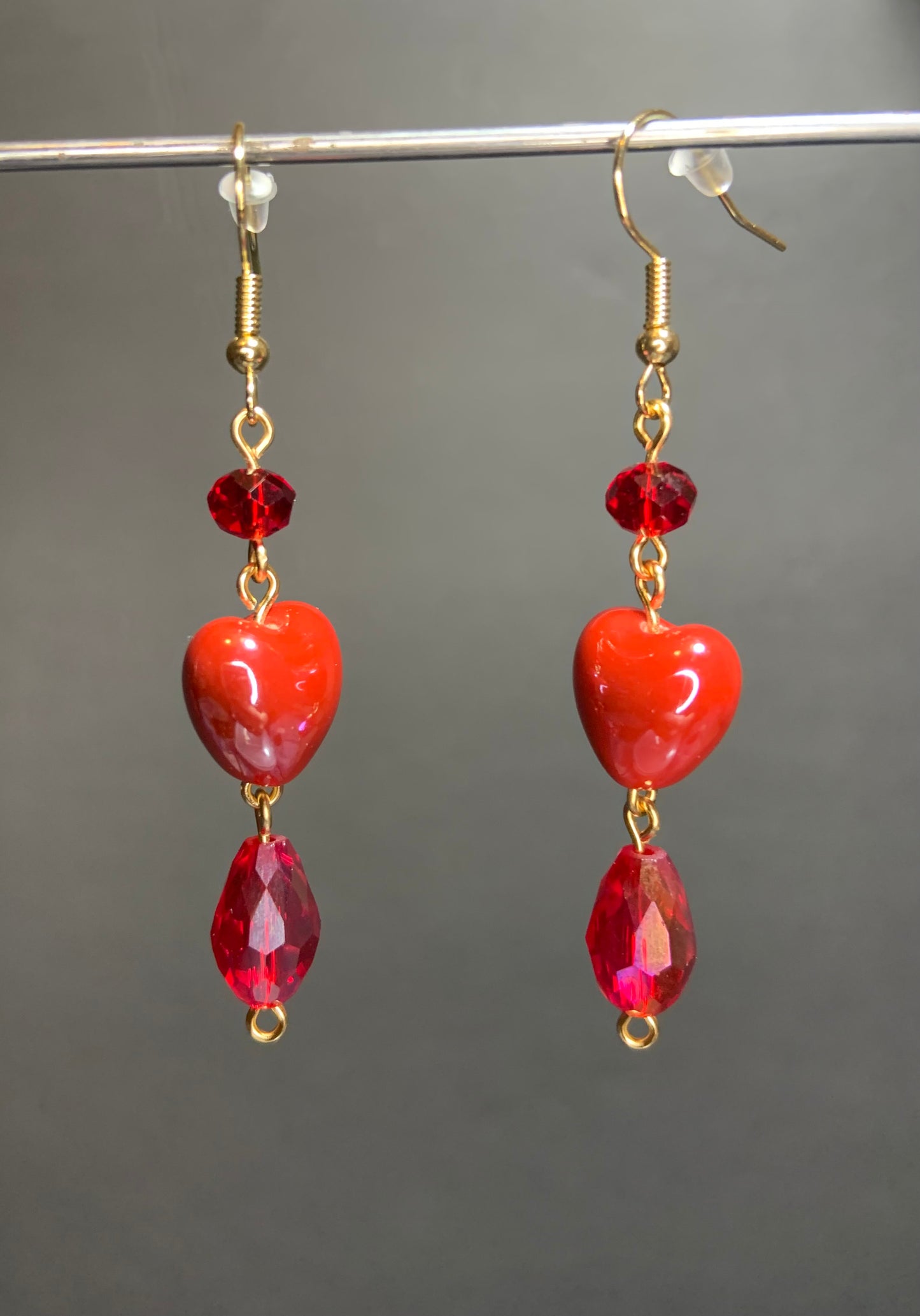 Red heart earrings