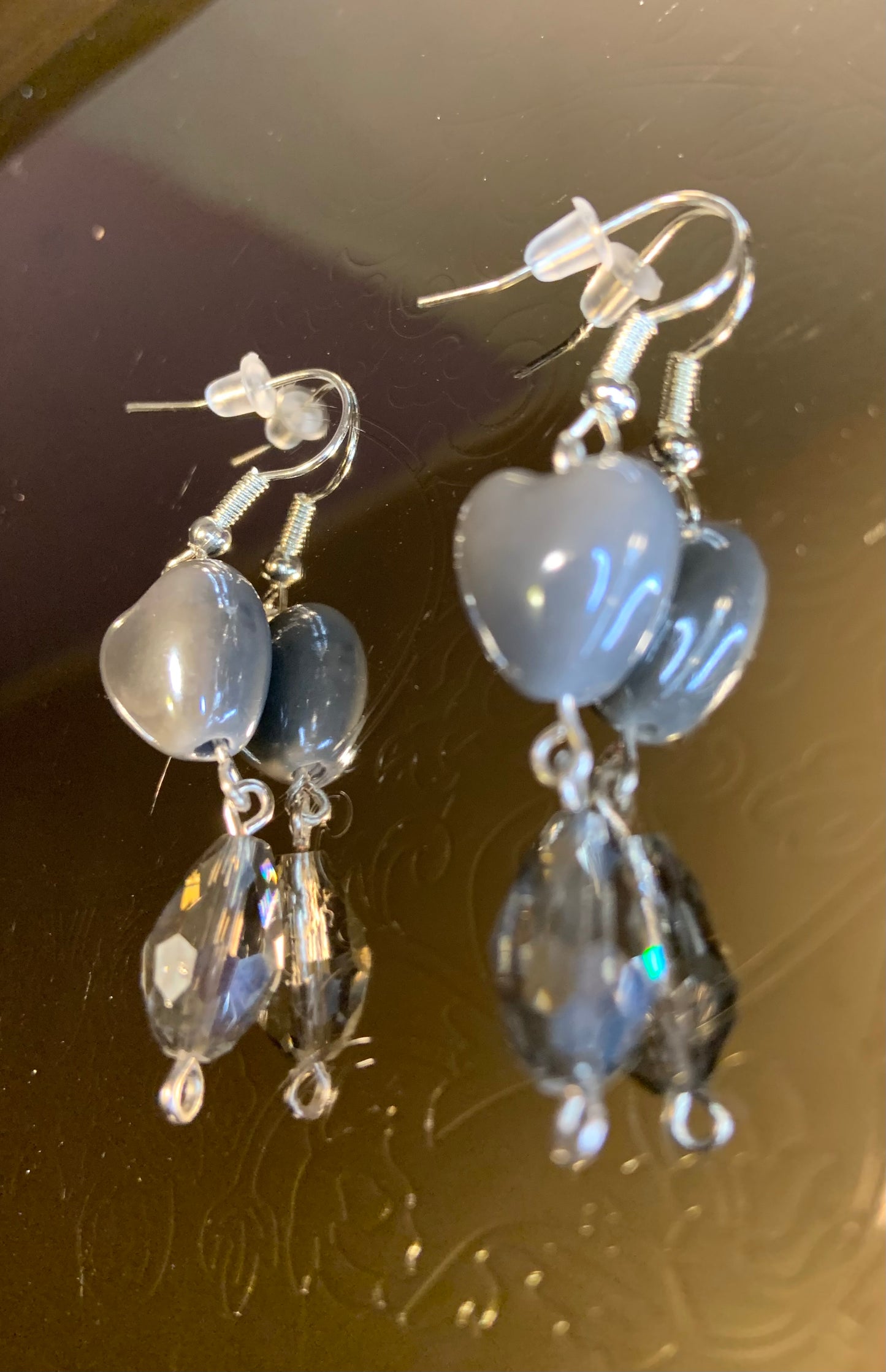 Gray Heart Earrings