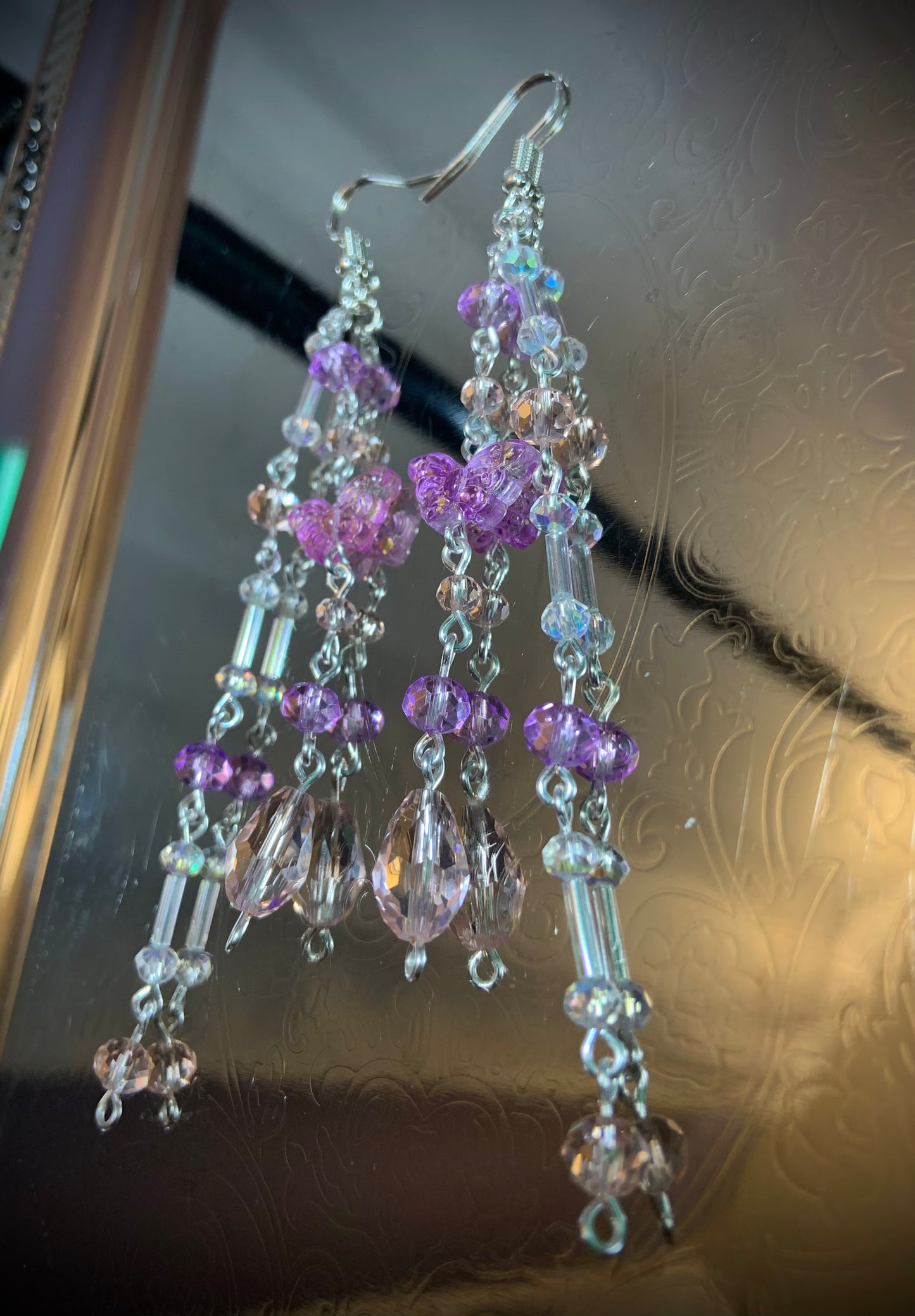 Pink and Purple Butterfly Earrings