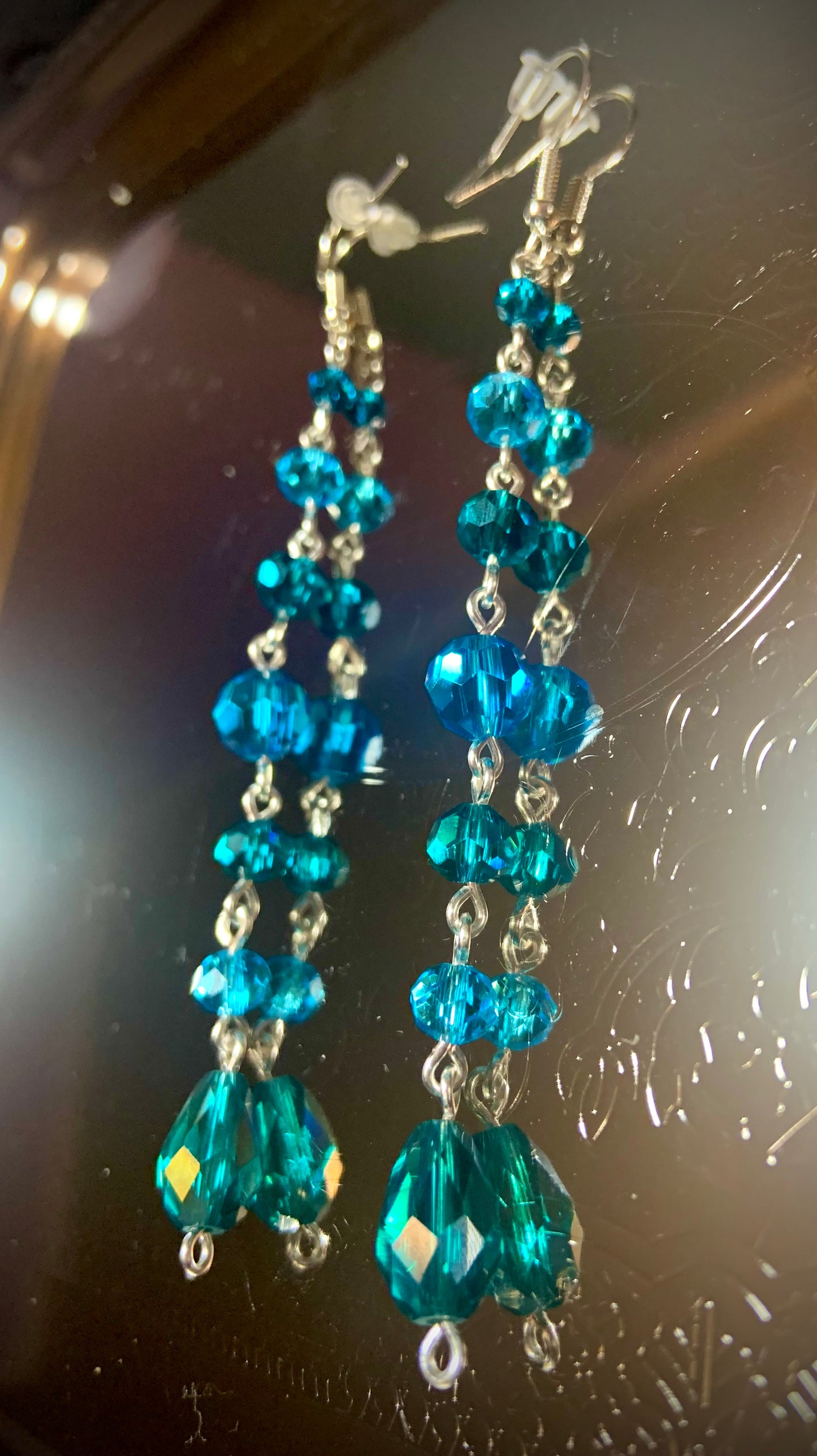 Blue and Teal Long Earrings