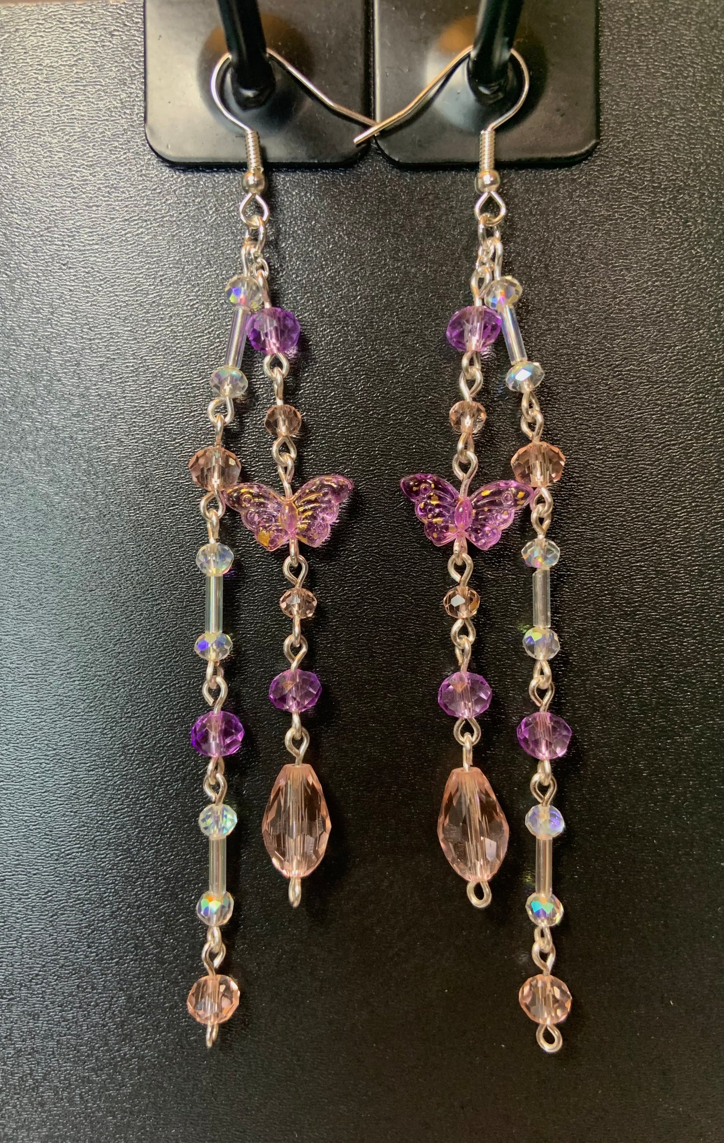 Pink and Purple Butterfly Earrings