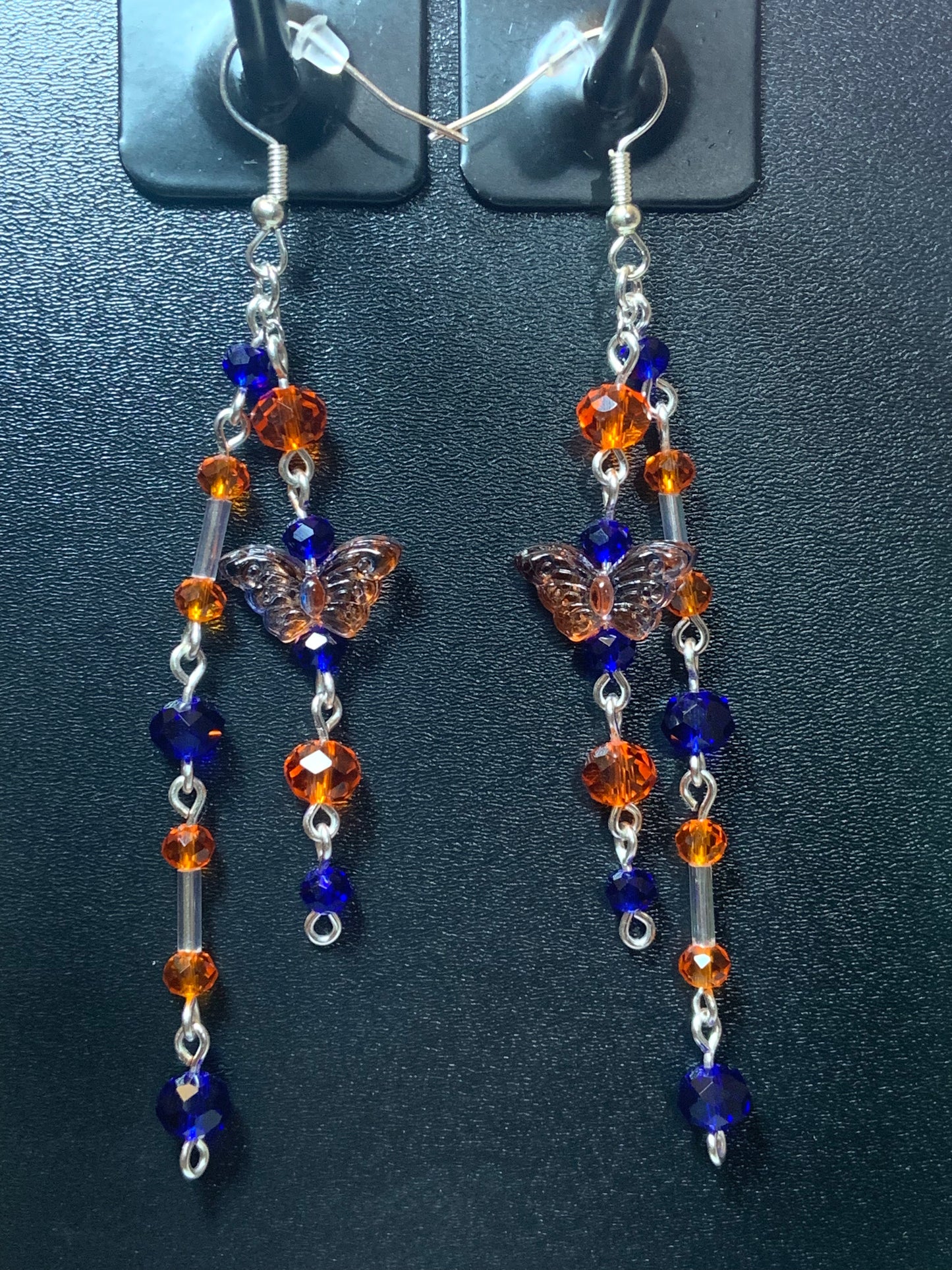 Orange and Blue Butterfly Earrings