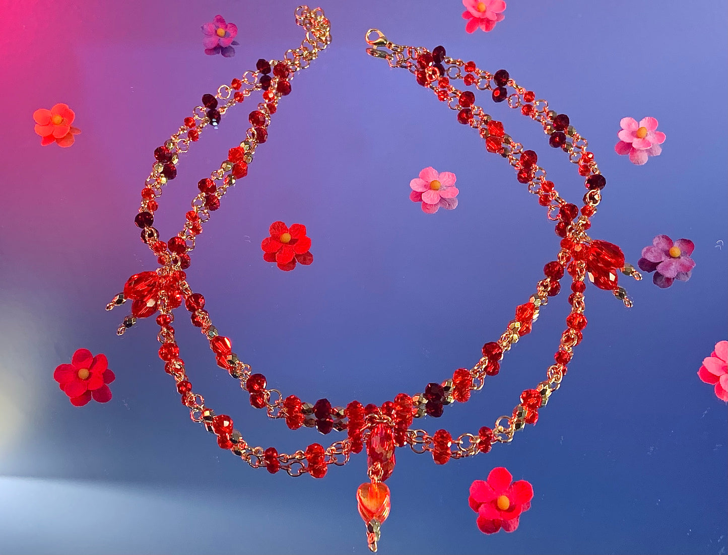 Red layered necklace