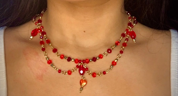 Red layered necklace
