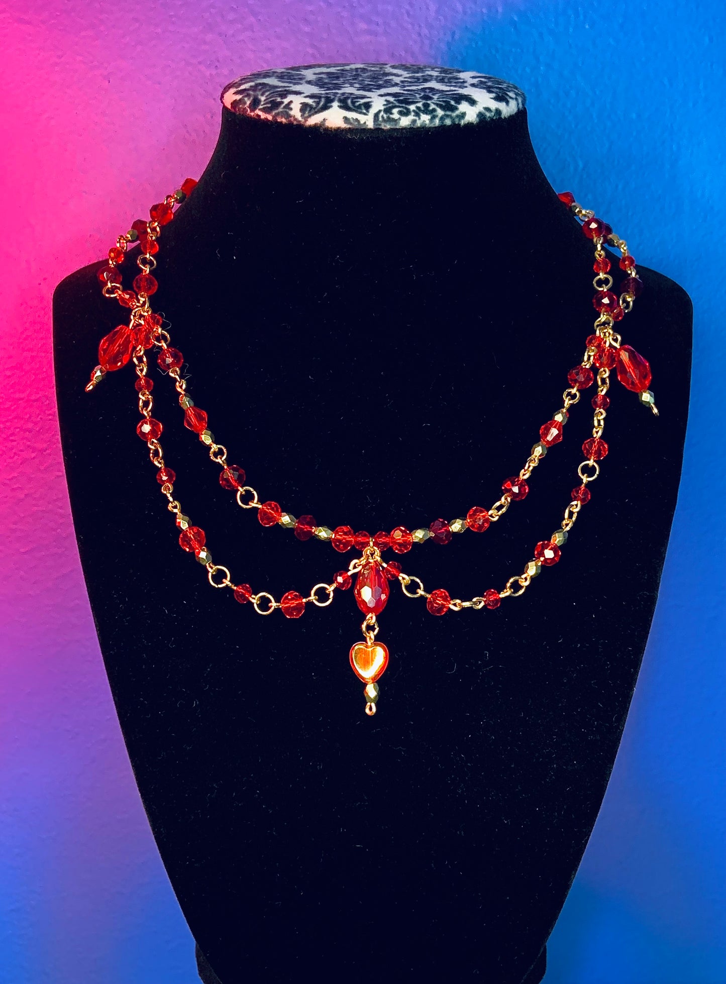 Red layered necklace