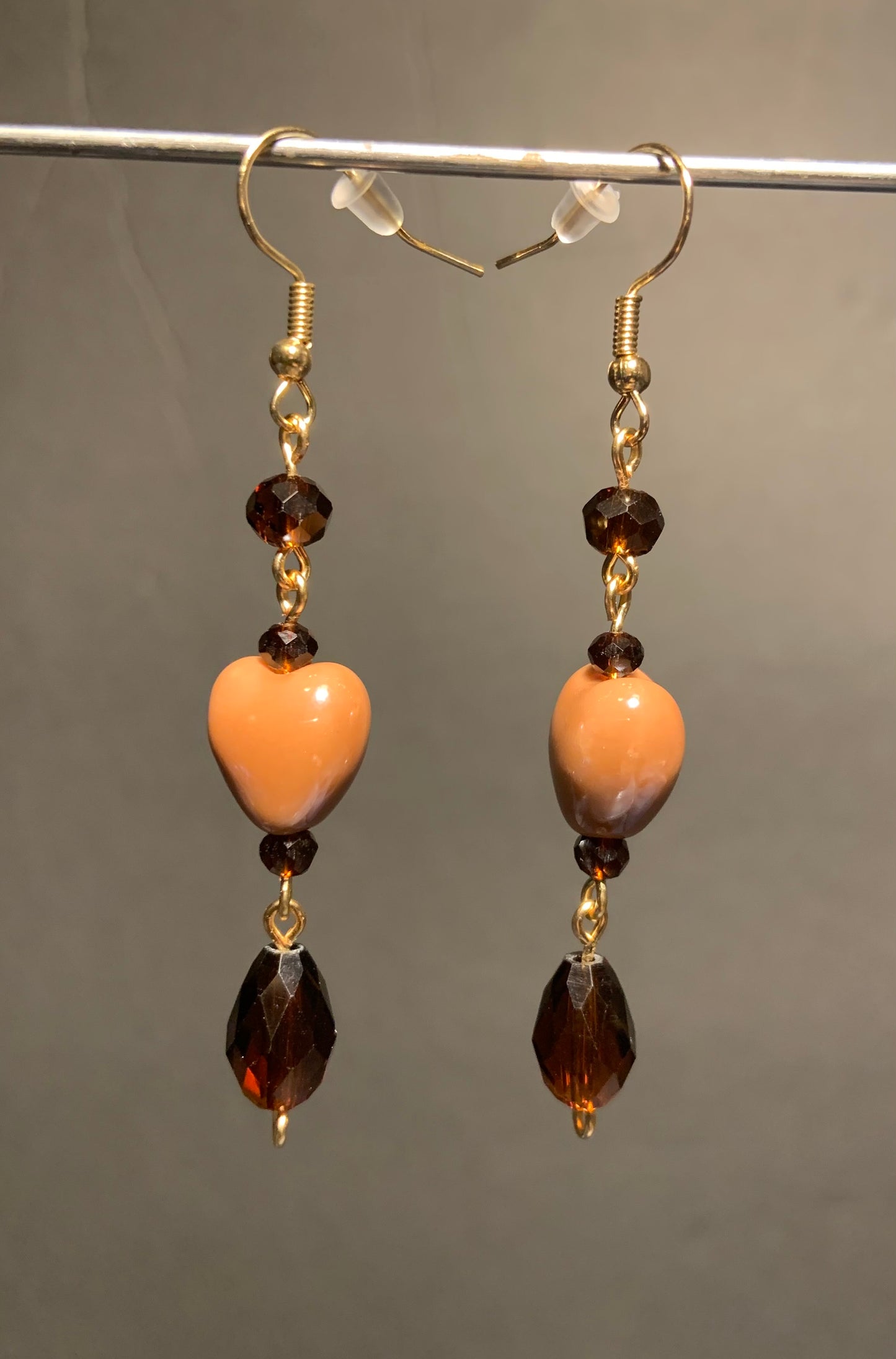 Brown Heart Earrings