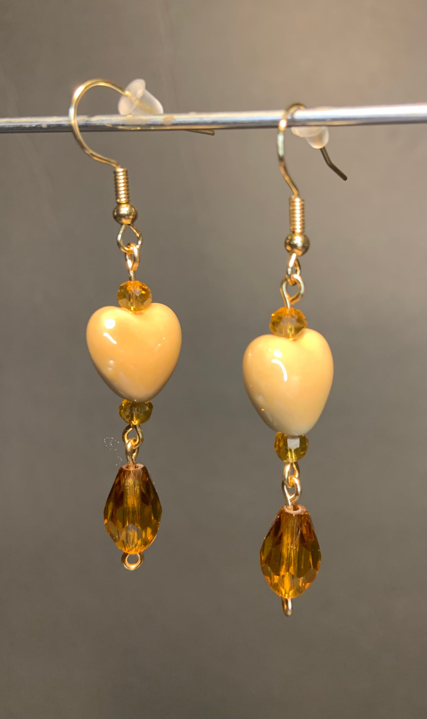 Light Golden Brown Heart Earrings