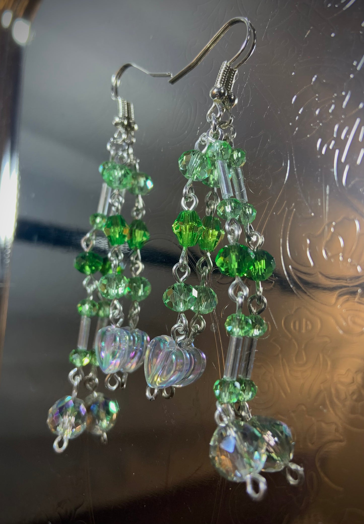 Green and Clear Earrings
