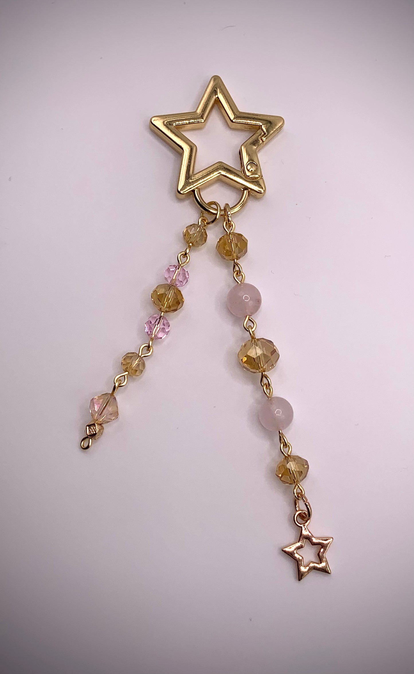 Light Pink and Gold Star Keychain