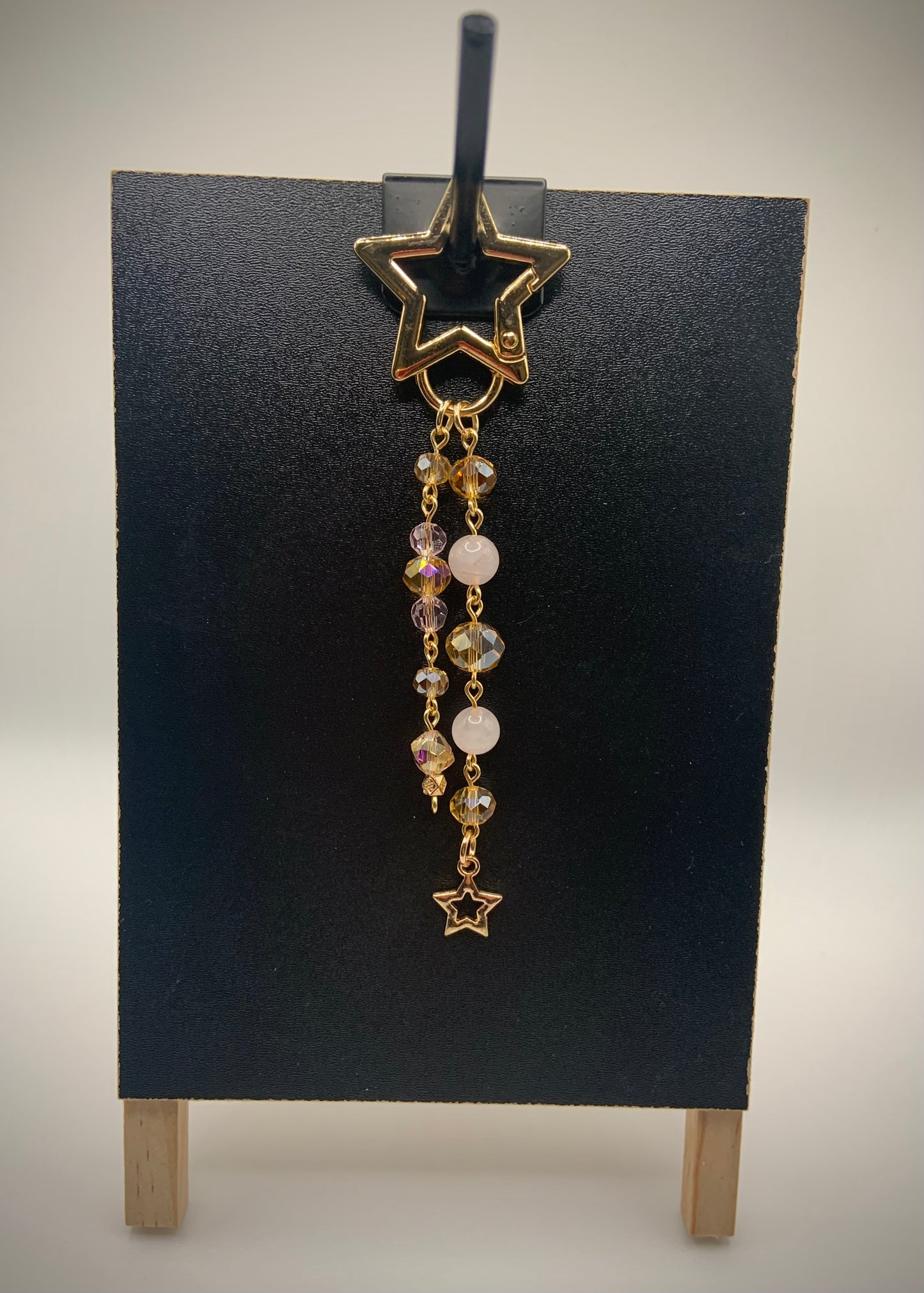 Light Pink and Gold Star Keychain