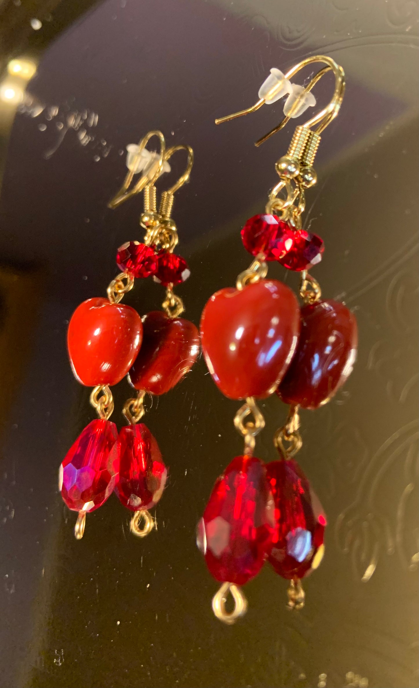 Red heart earrings