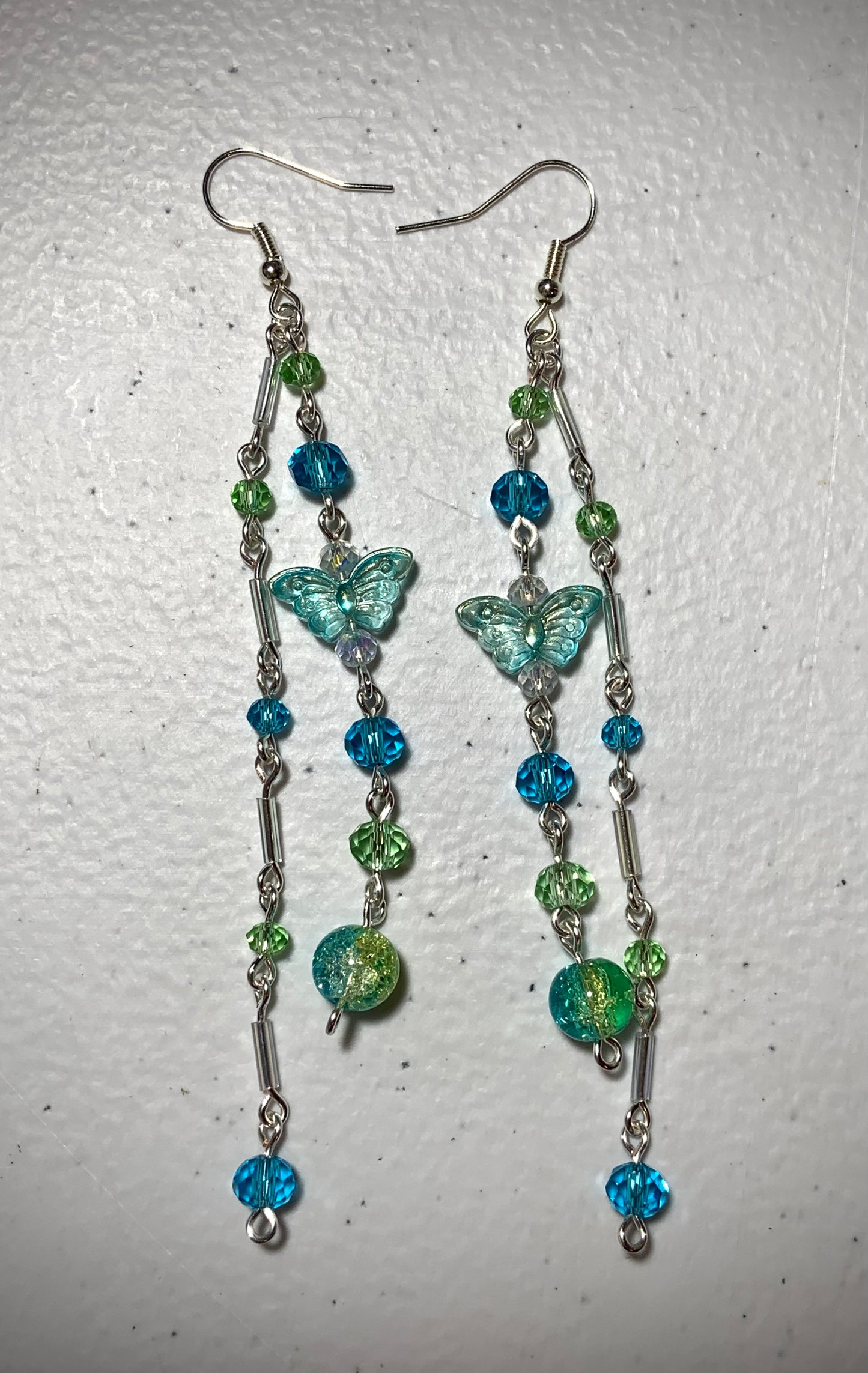 Blue and Green Butterfly Earrings