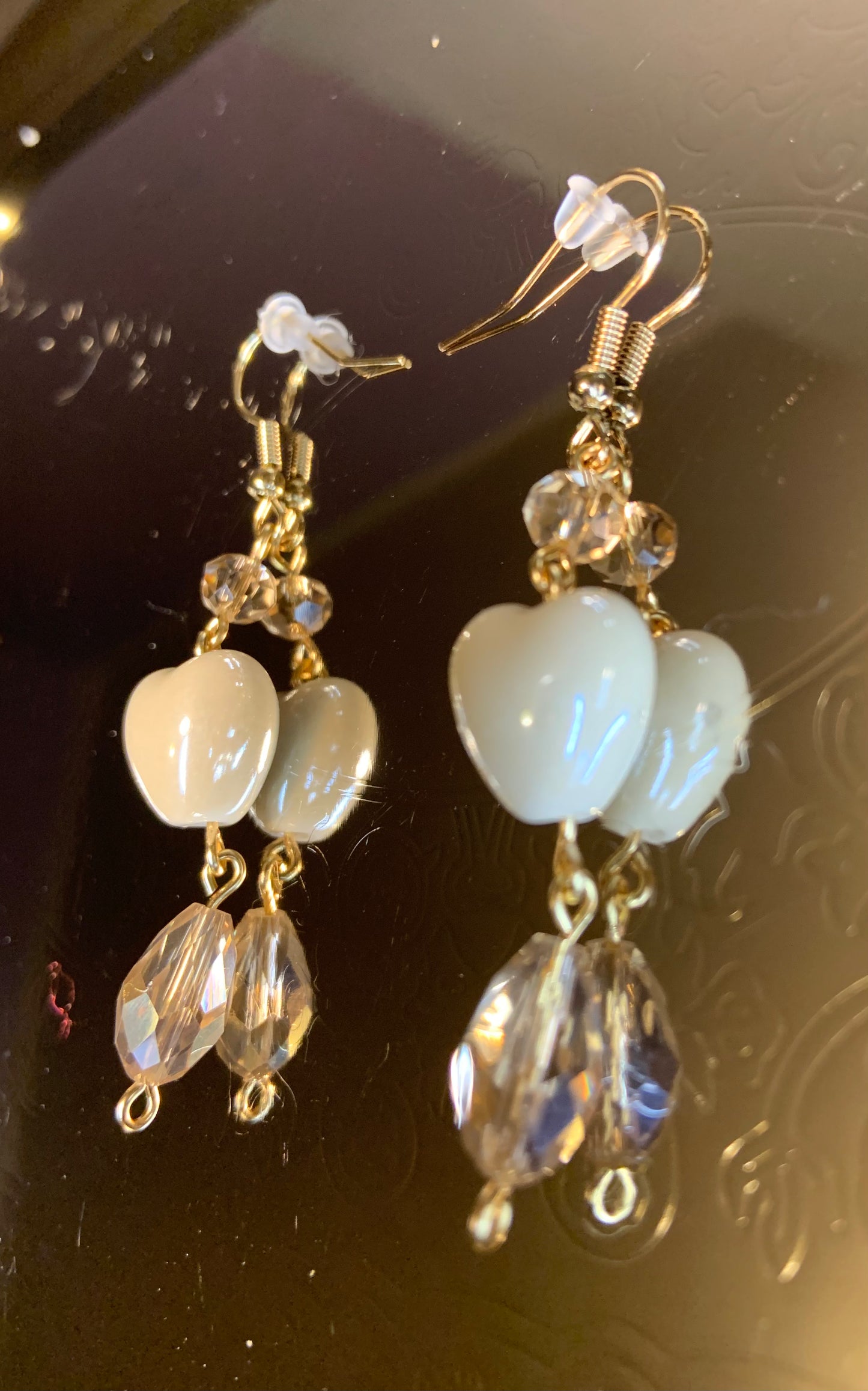 Creamy Beige Heart Earrings