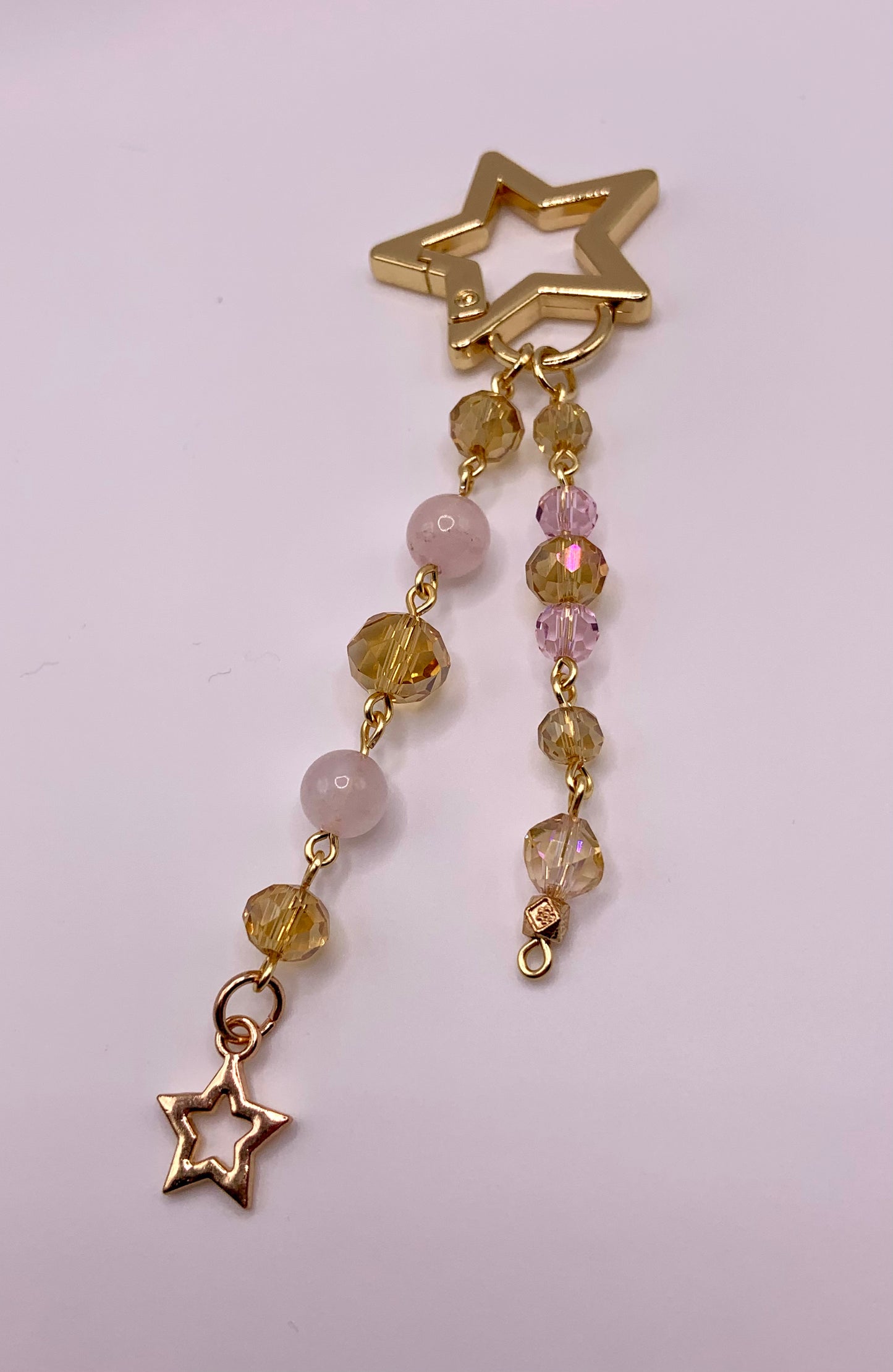 Light Pink and Gold Star Keychain