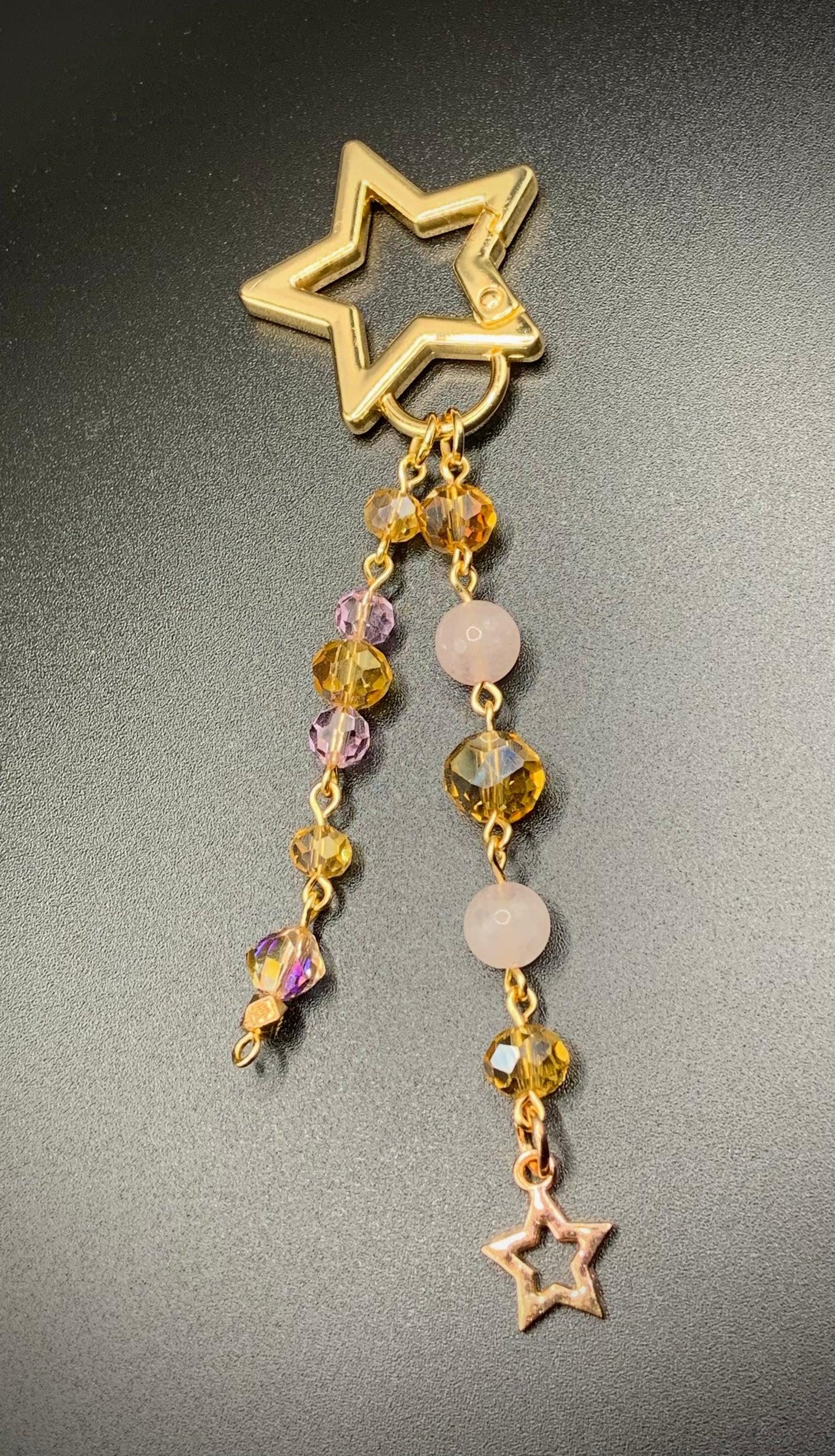 Light Pink and Gold Star Keychain